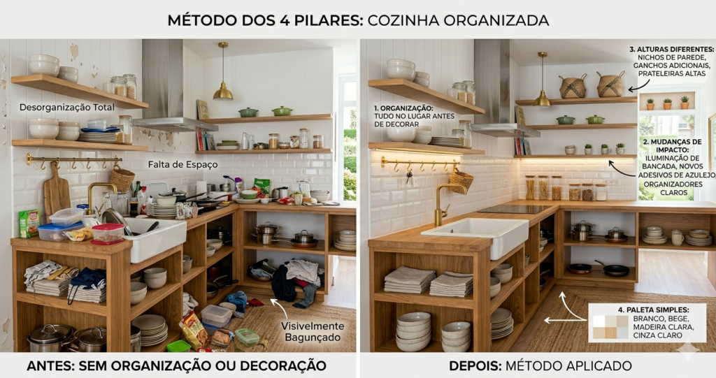 Como Fazer Decoração de Cozinha Simples Gastando Pouco. 3 antes e depois decoracao cozinha simples